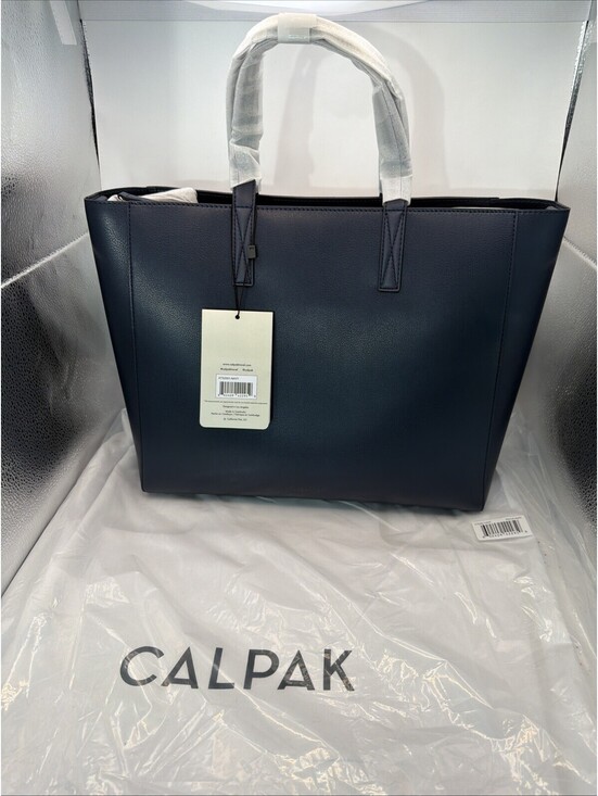 CALPAK Handbags - CALPAK Haven 15” Laptop Tote Bag Navy Faux Leather Work Travel Office Purse